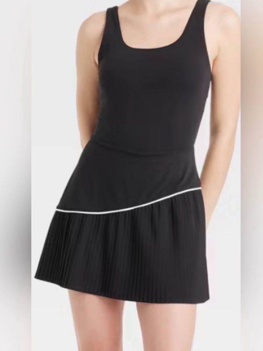 JoyLab Black Pleated athletic dress with White Piping / small/